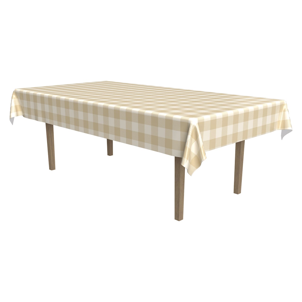 Beistle 54" x 108" Beige & Cream Plaid Table Cover